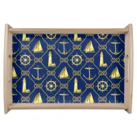 Navy Blue and Gold Nautical Serving Tray