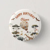 Safari Wild Hot Air Balloon Jungle 1st Birthday  Button