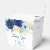 Navy Royal Bue Wedding Watercolor Ivory Flowers Favor Boxes
