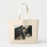 Town Hall Meeting Amish Buggy Horses Large Tote Bag