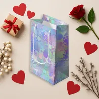 Dreamy Pastel Holographic Heart Pattern Design Small Gift Bag