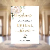 Bridal Shower white floral eucalyptus welcome Poster