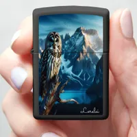 Striped Owl Watcher of the Whispering Peaks Zippo Lighter