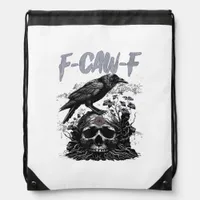 Funny F-Caw-F Crow Funny Halloween Retro Classic Drawstring Bag