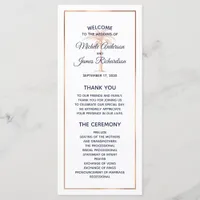 Navy Rose Gold Copper Palm Tree Modern Wedding Program