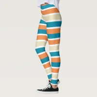 Modern Turquoise Teal Orange Color Block Leggings