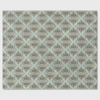 Bronze and Aqua Vintage Damask Wrapping Paper