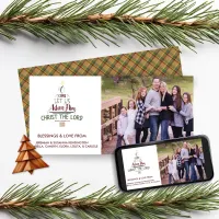 Christian Christmas Typography Plaid Photo Holiday Card