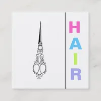 *~* Bold HAIR Pastels Scissors Simple Minimal Square Business Card
