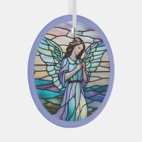 Lilac And Turquoise Angel Stained  Glass Ornament