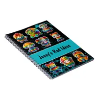 Rainbow Animals Bright Retro 1980s Blue Accents Notebook