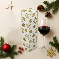 Elegant White Gold Snowflake Holiday Wine Box