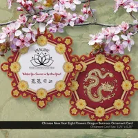 Chinese New Year Eight Flowers Dragon Business Ornament Card