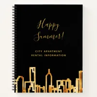 City apartment rental information black gold notebook