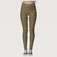 V1 Gold Black Geometric Pattern Leggings ★Psydefx★