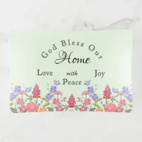 God Bless Our Home Green Floral Wildflower Trinket Tray