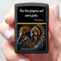 Horse and Native Woman Art Zippo Lighter