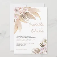 Pampas Wedding invitation boho beige