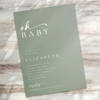 Oh Baby Sage Green Minimalist Script Baby Shower Invitation