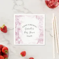 Pink Hydrangea Flowers Baby is Brewing Shower  Napkins