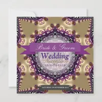 Star Royal Purple Gold Wedding Reception Invites