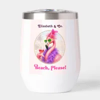 Beach Please Flamingo Bachelorette Thermal Wine Tumbler