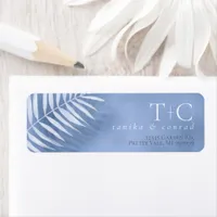 Lush Palm Leaf Wedding Windsor Blue ID956 Label