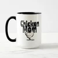 Black and White Vintage Chicken Mom Mug