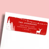 Rustic Winter Woodland Deer Red Address Label