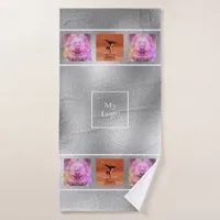 Business logo silver photo collage bath towel