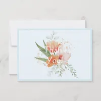 Light Blue and Blush Pink Flowers Spring Wedding Thank You Card