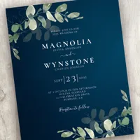 Budget Blue Eucalyptus Wedding Invitation