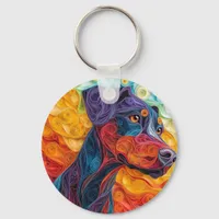 Colorful Doberman Pincher Dog Portrait Keychain