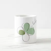 Lucky Four Leaf Clover Minimalist Line Art   Coffee Mug