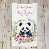 Panda Bear in Flowers Girl's Baby Shower Banner