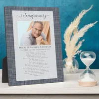 Masculine In Loving Memory Prayer Photo Tribute Plaque