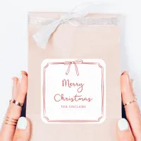 Personalized Minimalist Bow Design Christmas Party Square Sticker