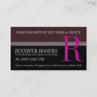 Deep Pink Polka Dots Pattern Black Business Cards