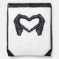 Hands Forming Skeleton Heart Hands Minimal Touch Drawstring Bag