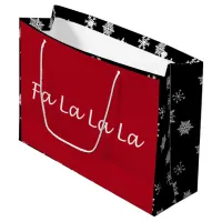 Elegant Modern Christmas Fa La La La  Large Gift B Large Gift Bag