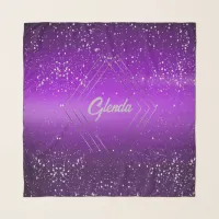 Modern Purple Brushed Metal with Silver Monogram | Scarf