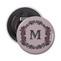 Elegant Purple and Silver Framed Monogram  Bottle Opener