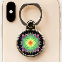 Pretty Rainbow Colored Mandala Abstract Art    Phone Ring Stand