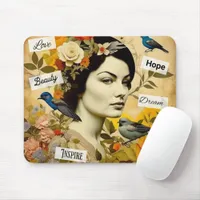 Hope, Love, Beauty, Dream Vintage Lady Mouse Pad