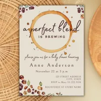  Perfect Blend Is Brewing Coffee Beans Baby Shower Invitation