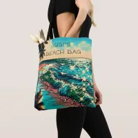 Beautiful Comic Pop Art Style Beach Scene Tote Bag