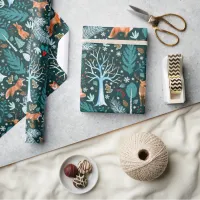 Winter Woodland Teal/Gold ID785 Wrapping Paper