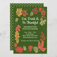 Thanksgiving Potluck Family Dinner DK Green Invite