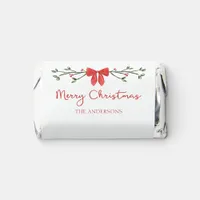 Personalized Merry Christmas Coquette Bow Trendy Hershey's Miniatures