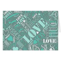 Hugs and Kisses Word Cloud Teal ID286